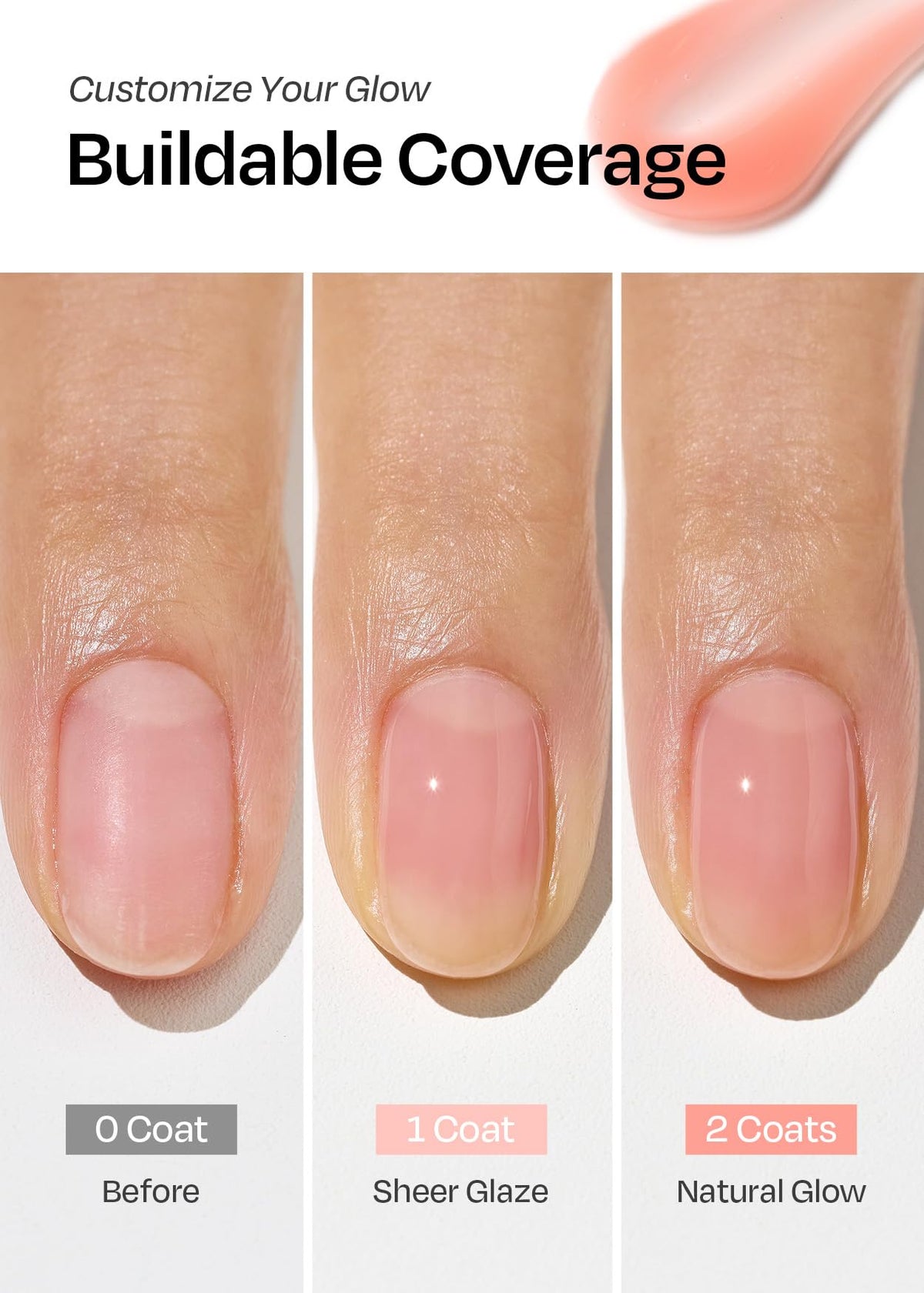 Nails before and after using ohora Natural Glow Milk Syrup