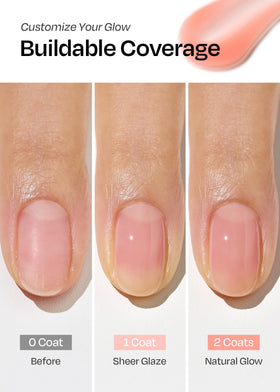 Nails before and after using ohora Natural Glow Milk Syrup