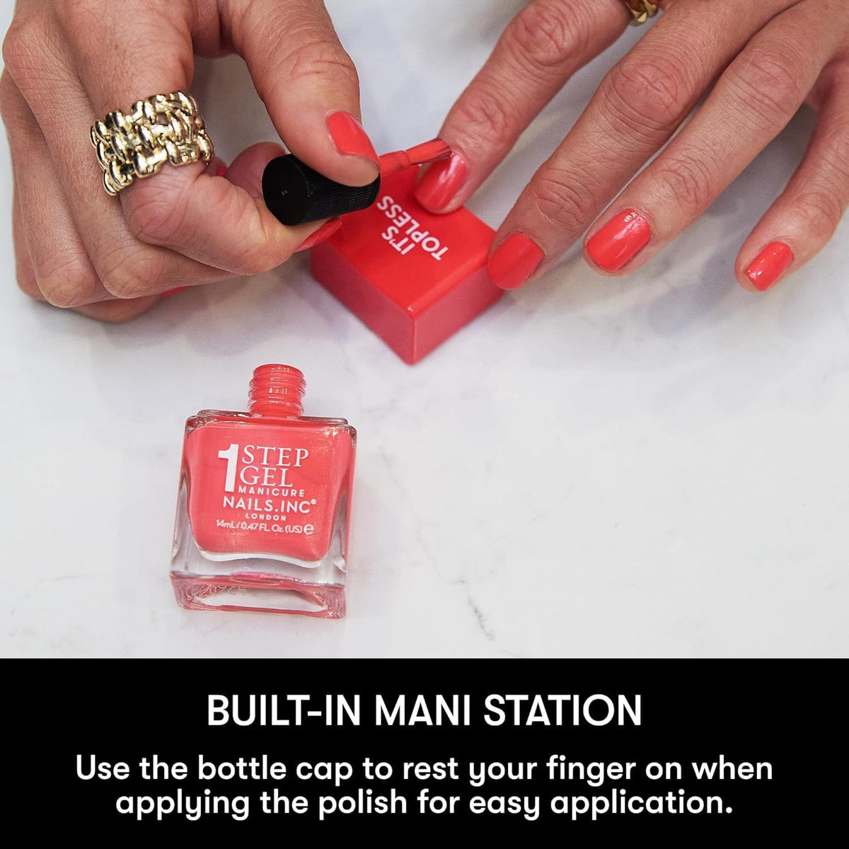 Nails Inc It's Topless Dakota Light Pink Gel Nail Polish in use during manicure