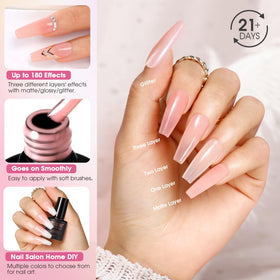 Nails painted with ROSALIND jelly gel polish in various colours