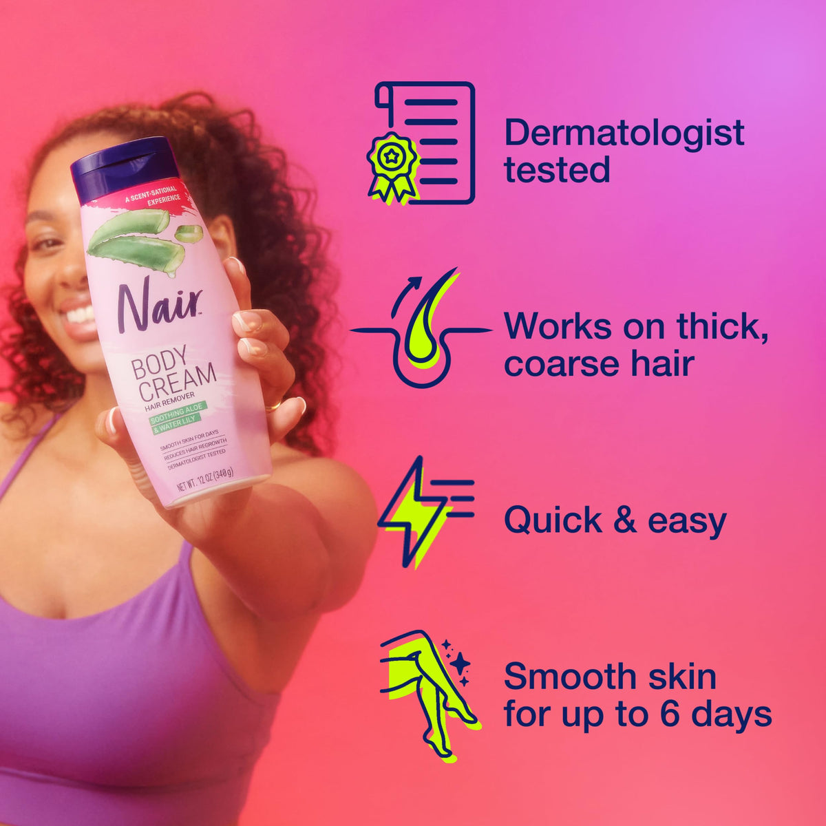 Nair Body Cream Hair Remover application on skin