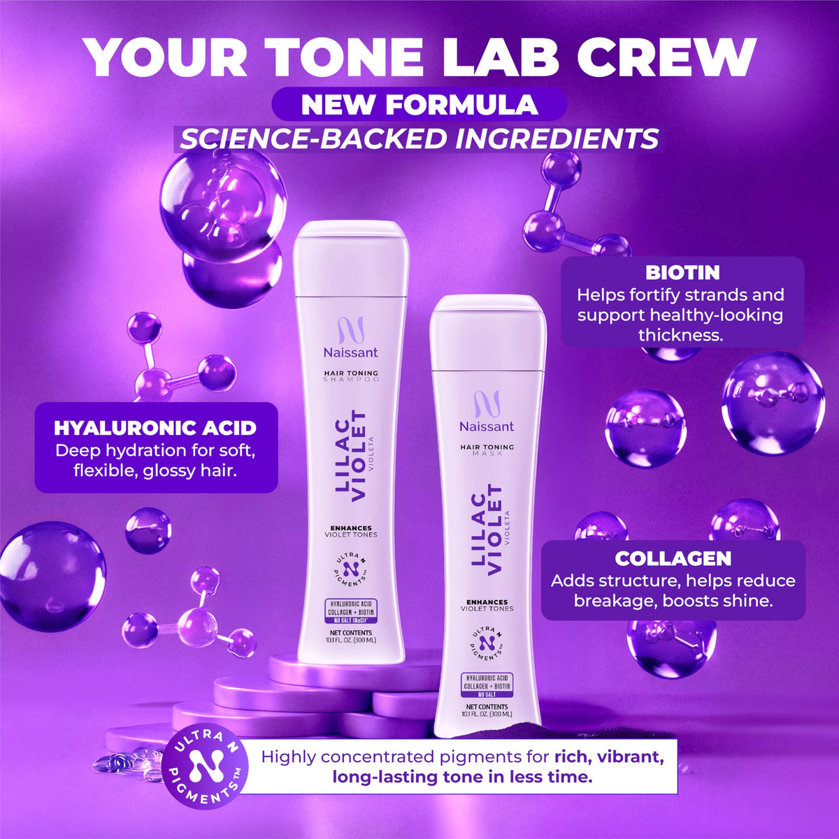 Naissant Lilac Violet Hair Toning Mask with hairbrush and towel
