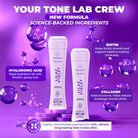 Naissant Lilac Violet Hair Toning Mask with hairbrush and towel