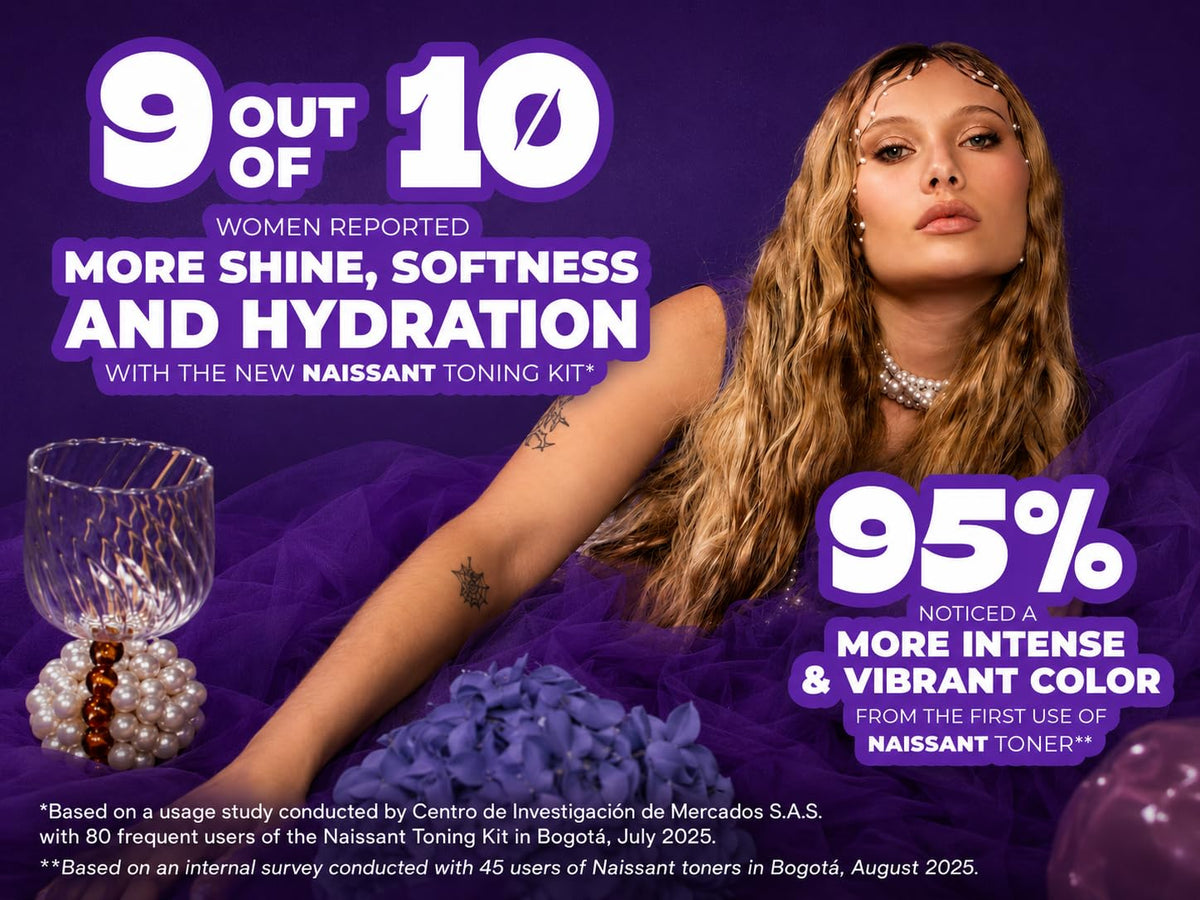 Naissant Pearl Blonde Hair Purple Toning Mask on a vanity