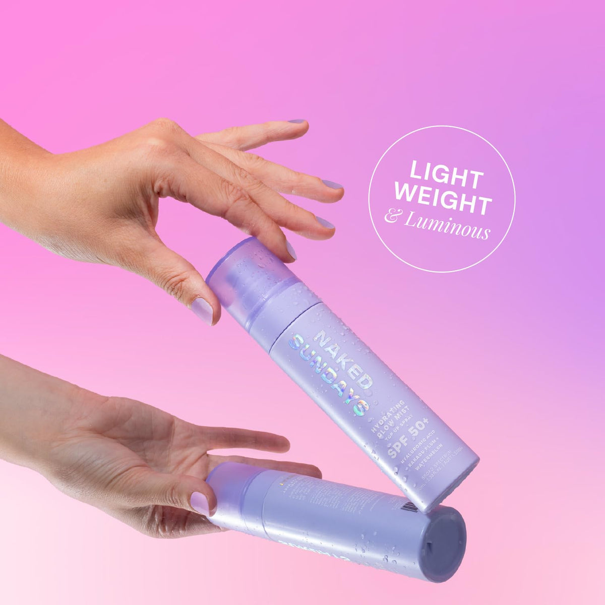 Naked Sundays Hydrating Glow Sunscreen Mist SPF 50 packaging details