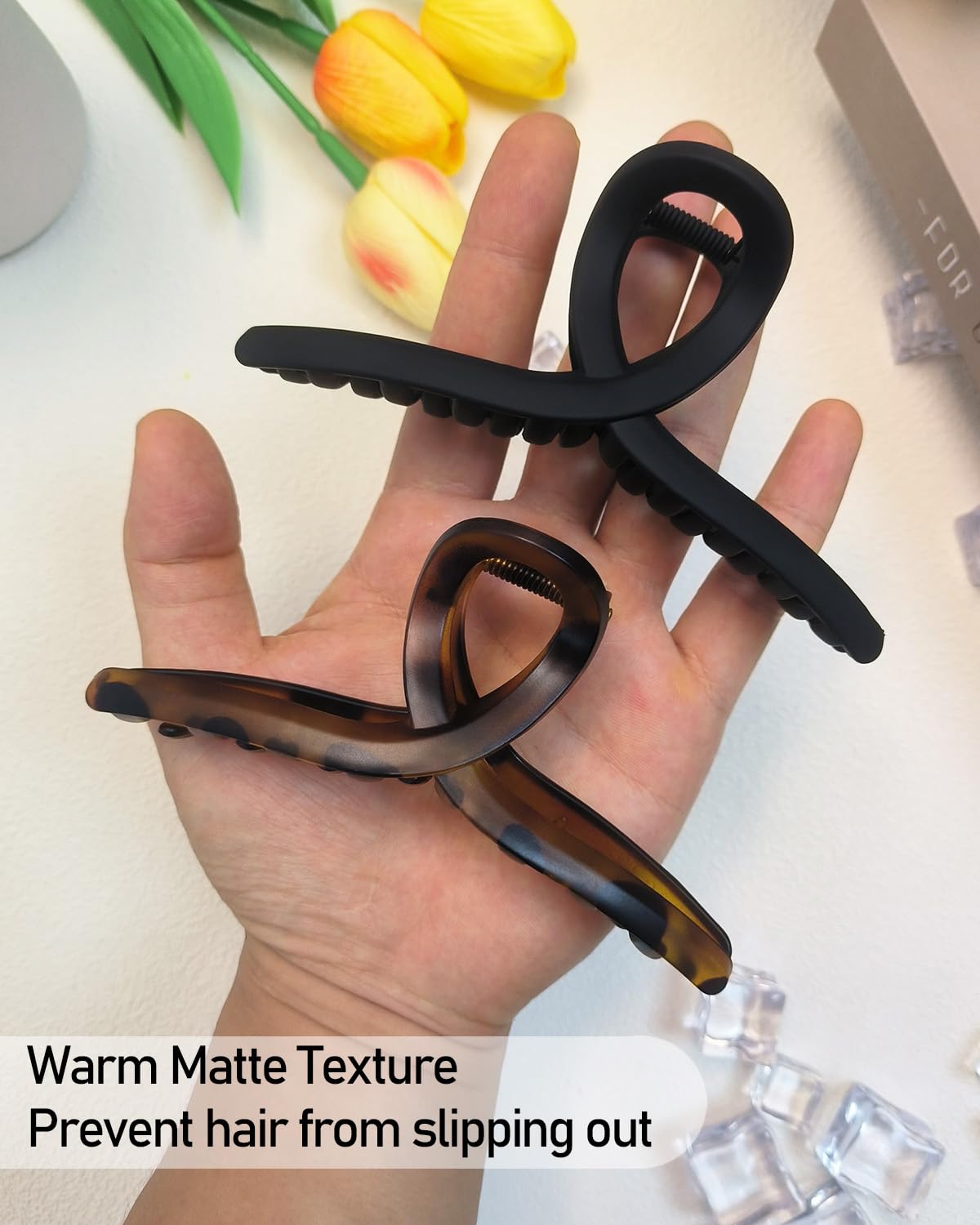 Nalodu 5 Inch Extra Large Claw Clip holding thick curly hair