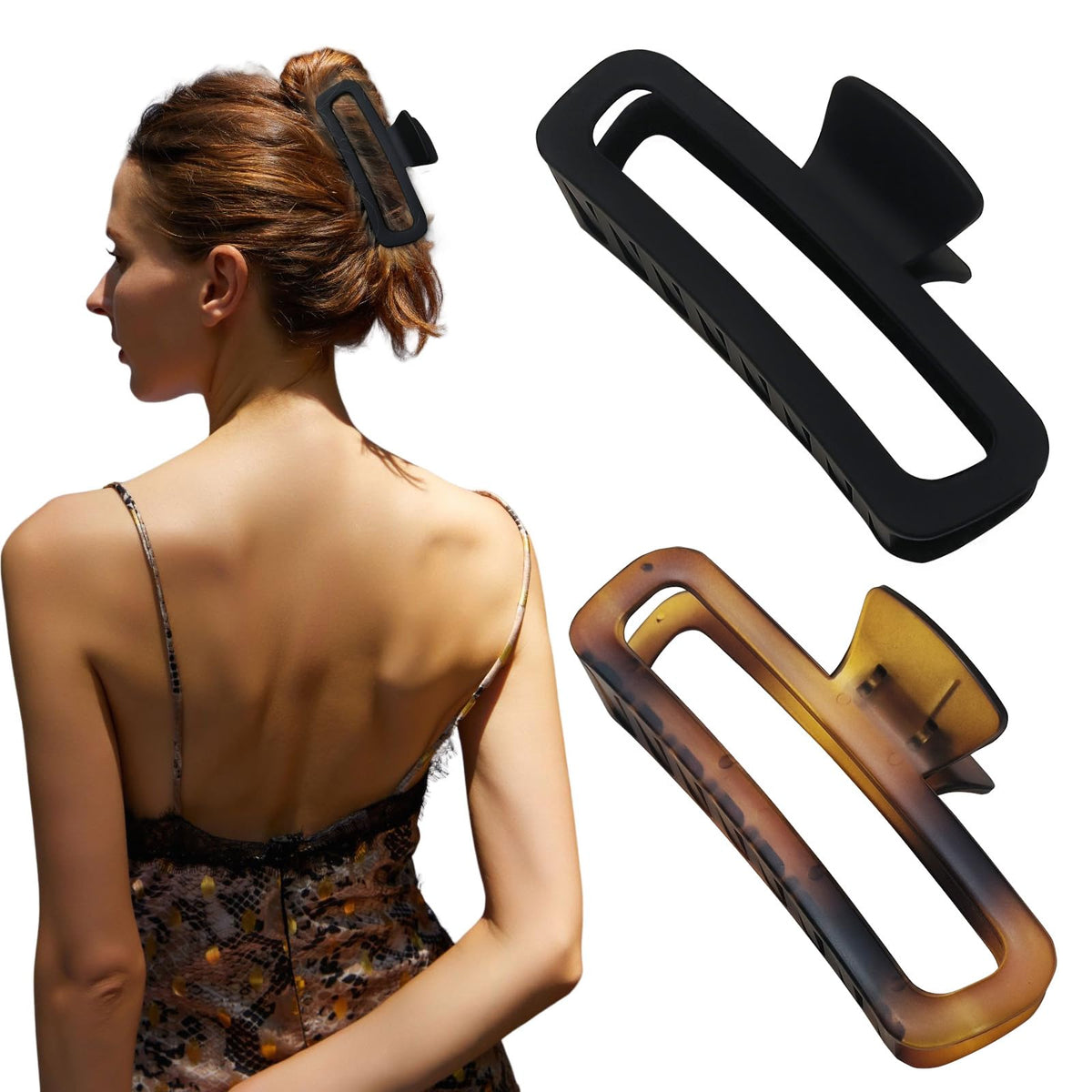 Nalodu Hair Claw Clip front view in matte black