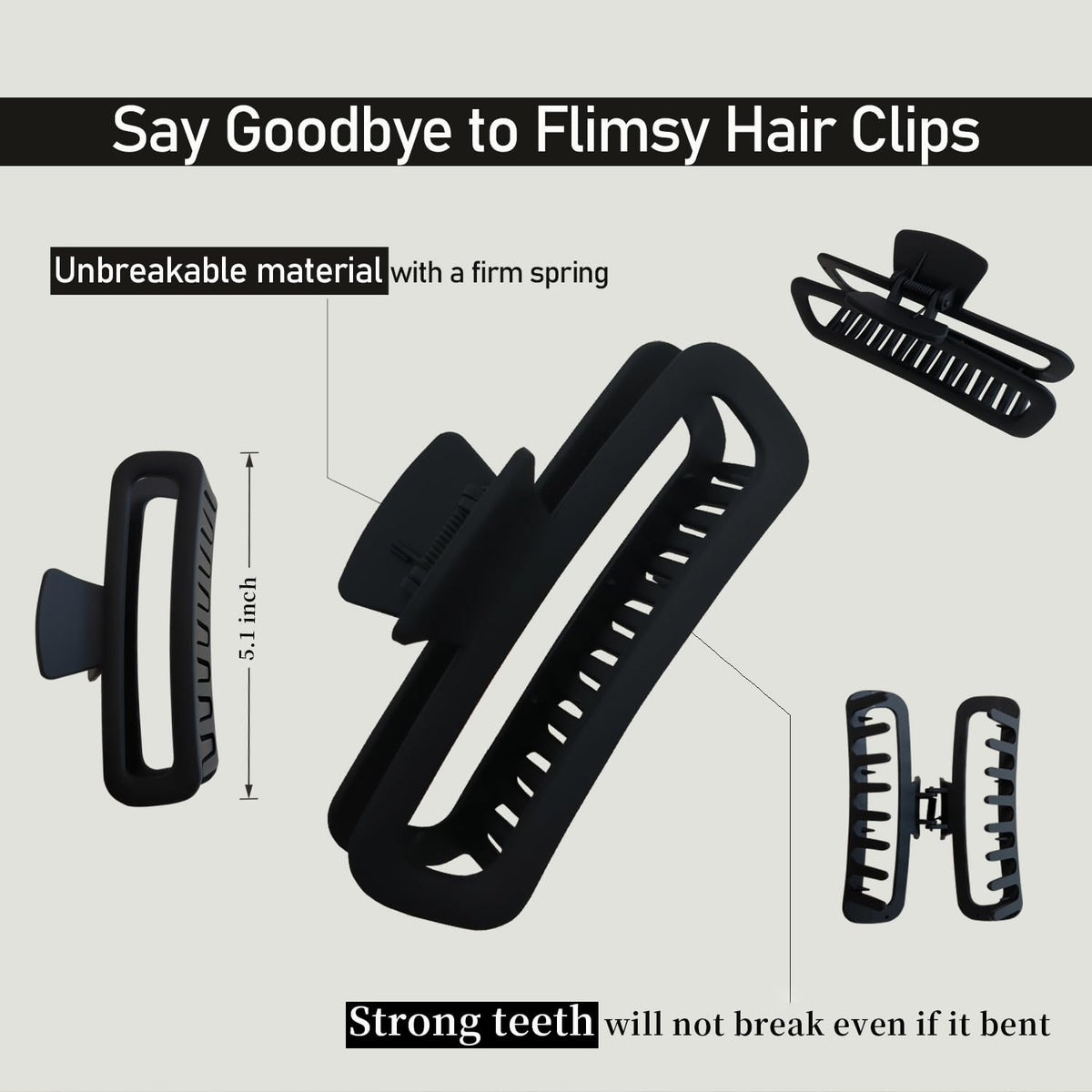 Nalodu Hair Claw Clip side view showing rounded teeth