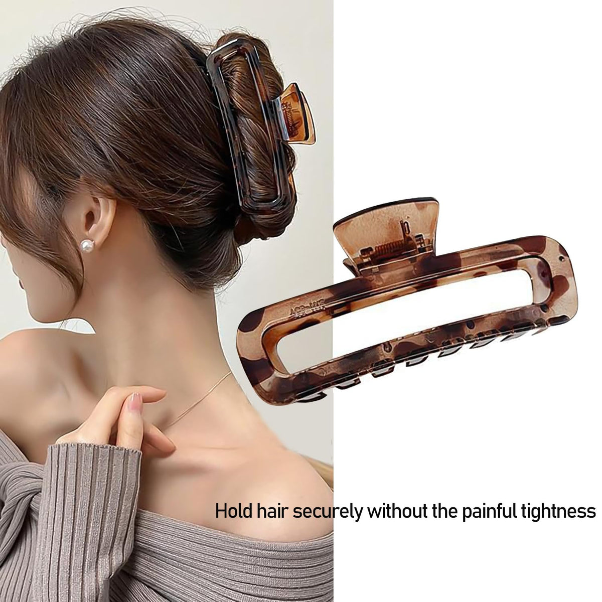 Nalodu Hair Claw Clip XL red leopard print in use