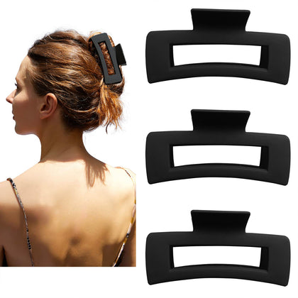 Nalodu Large Square Hair Claw Clip front view in matte black