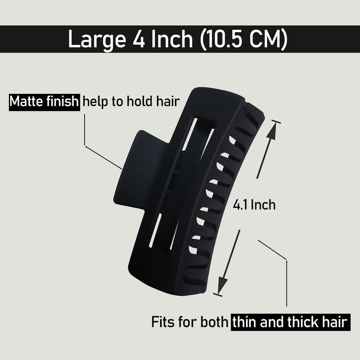Nalodu Large Square Hair Claw Clip side view showing grip teeth