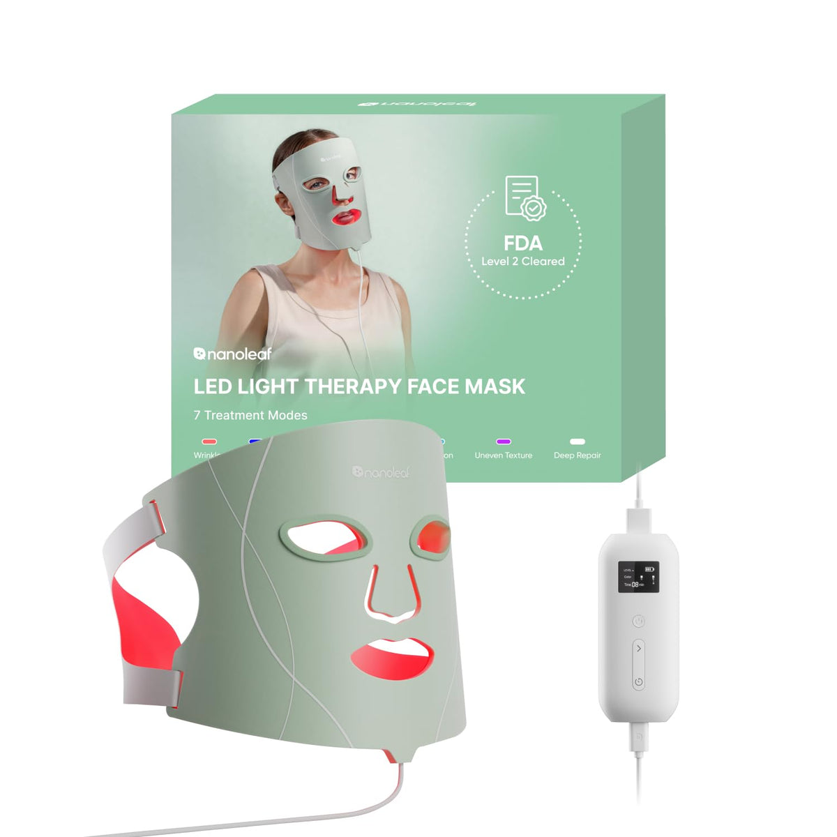 Nanoleaf LED Light Therapy Face Mask front view with 432 LEDs