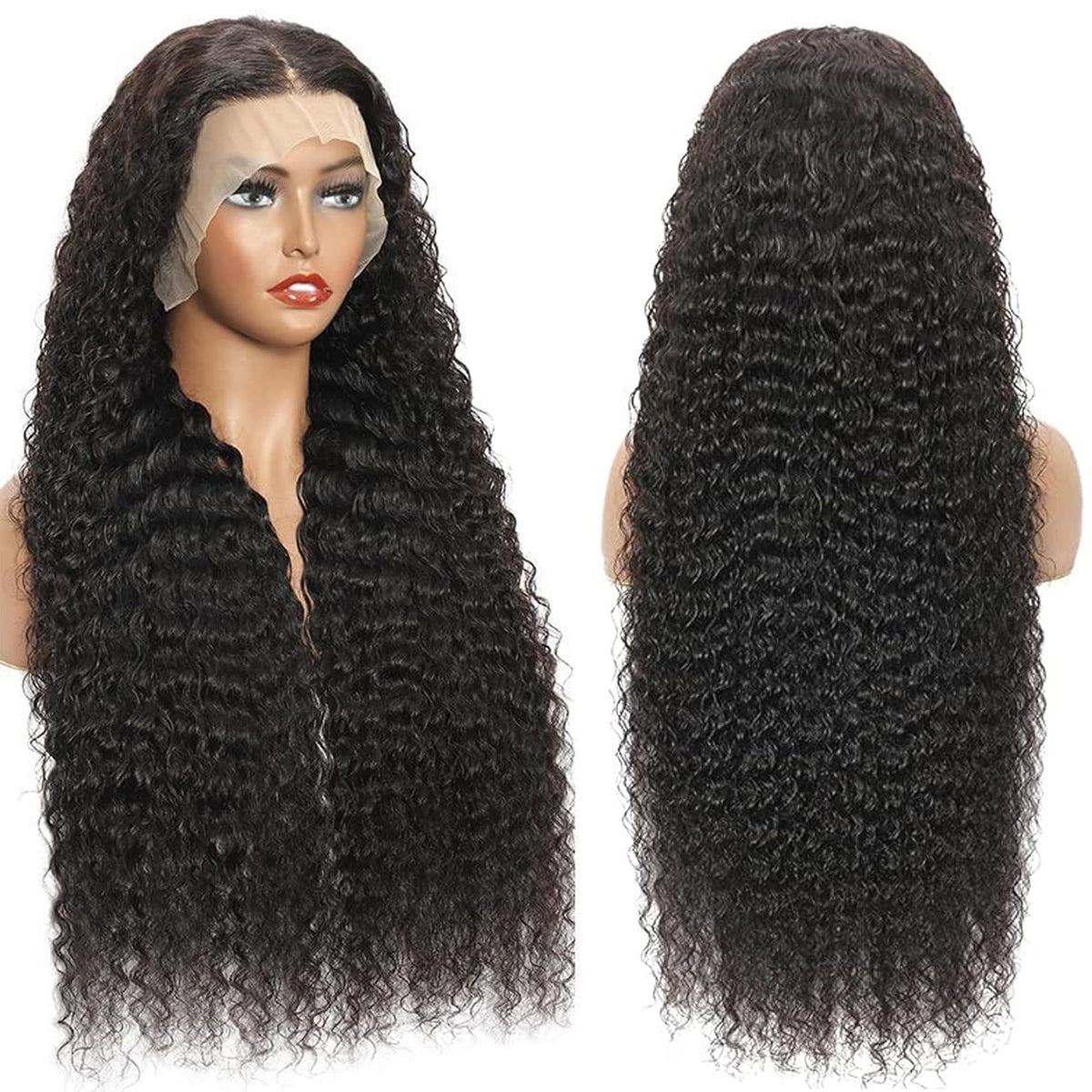 NANTLIY 13x6 Deep Wave Lace Front Wig back view with 30-inch length