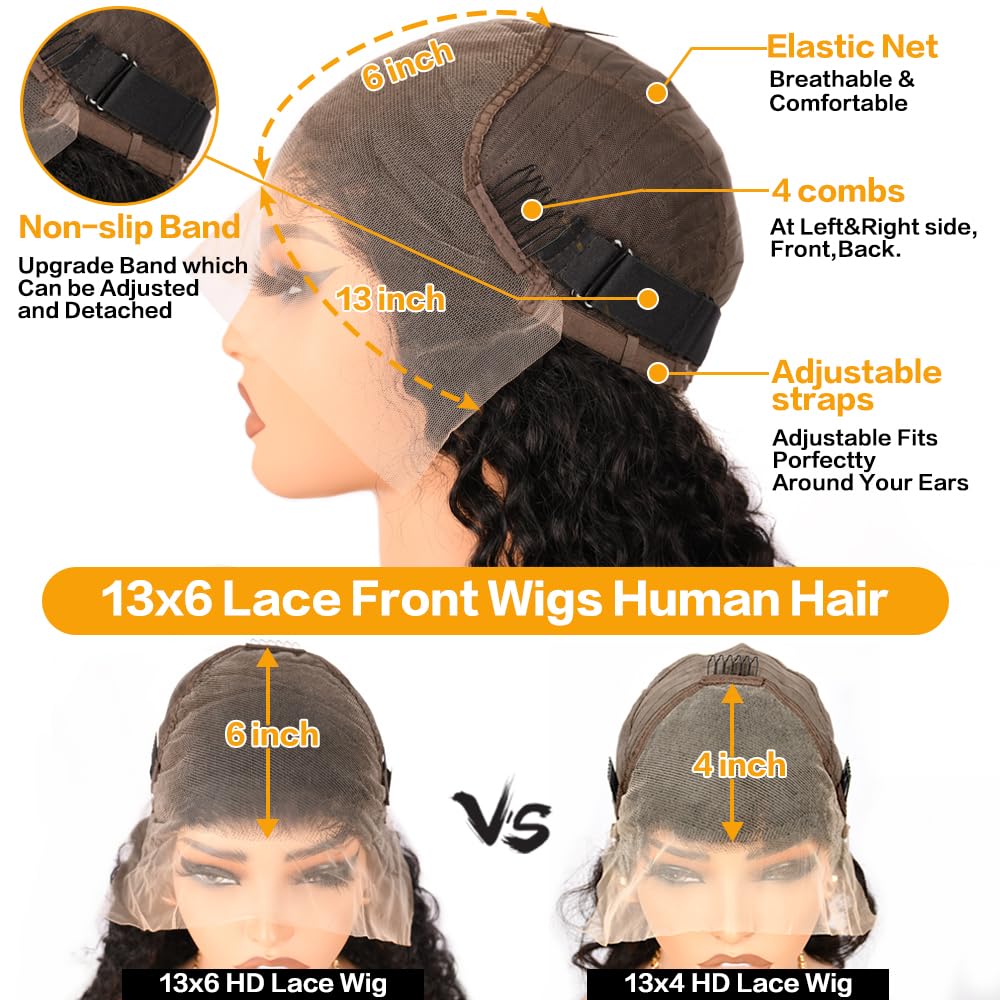 NANTLIY 13x6 Deep Wave Lace Front Wig close-up of lace front