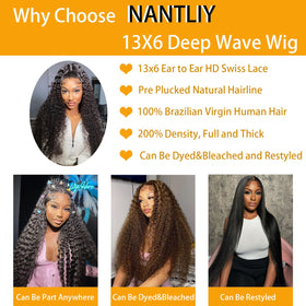 NANTLIY 13x6 Deep Wave Lace Front Wig styled in a high ponytail