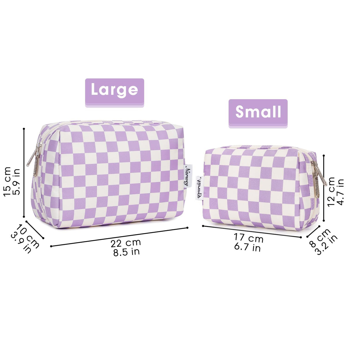 Narwey Checkered Makeup Bag back view