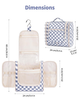 Narwey Checkered Toiletry Bag with zipper pockets visible