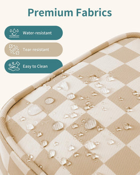 Narwey Checkered Travel Toiletry Bag with toiletries inside