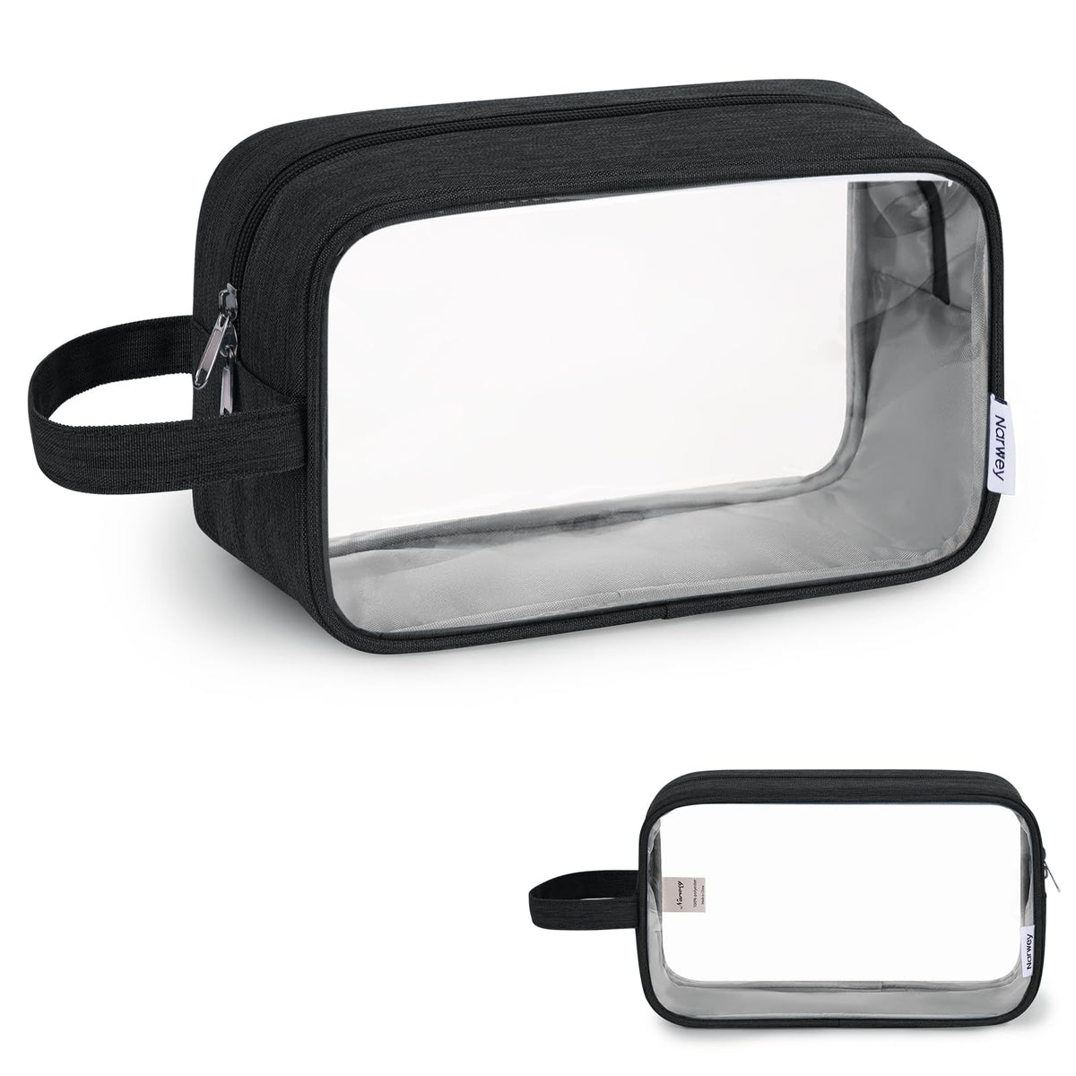 Narwey Clear Travel Toiletry Bag front view in black