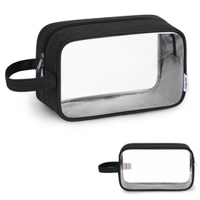 Narwey Clear Travel Toiletry Bag front view in black