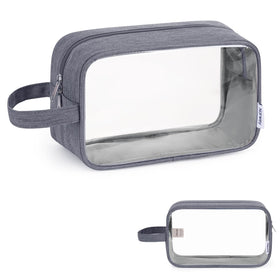Narwey Clear Travel Toiletry Bag grey front view