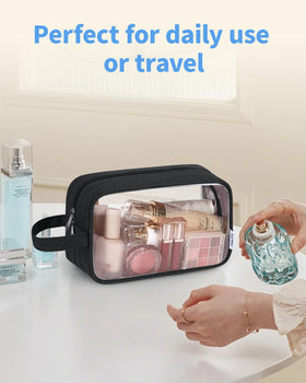 Narwey Clear Travel Toiletry Bag in travel setting