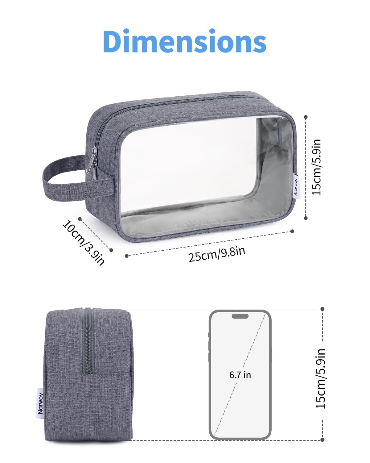 Narwey Clear Travel Toiletry Bag on a travel setup