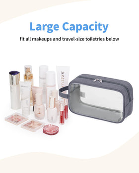 Narwey Clear Travel Toiletry Bag open with toiletries inside