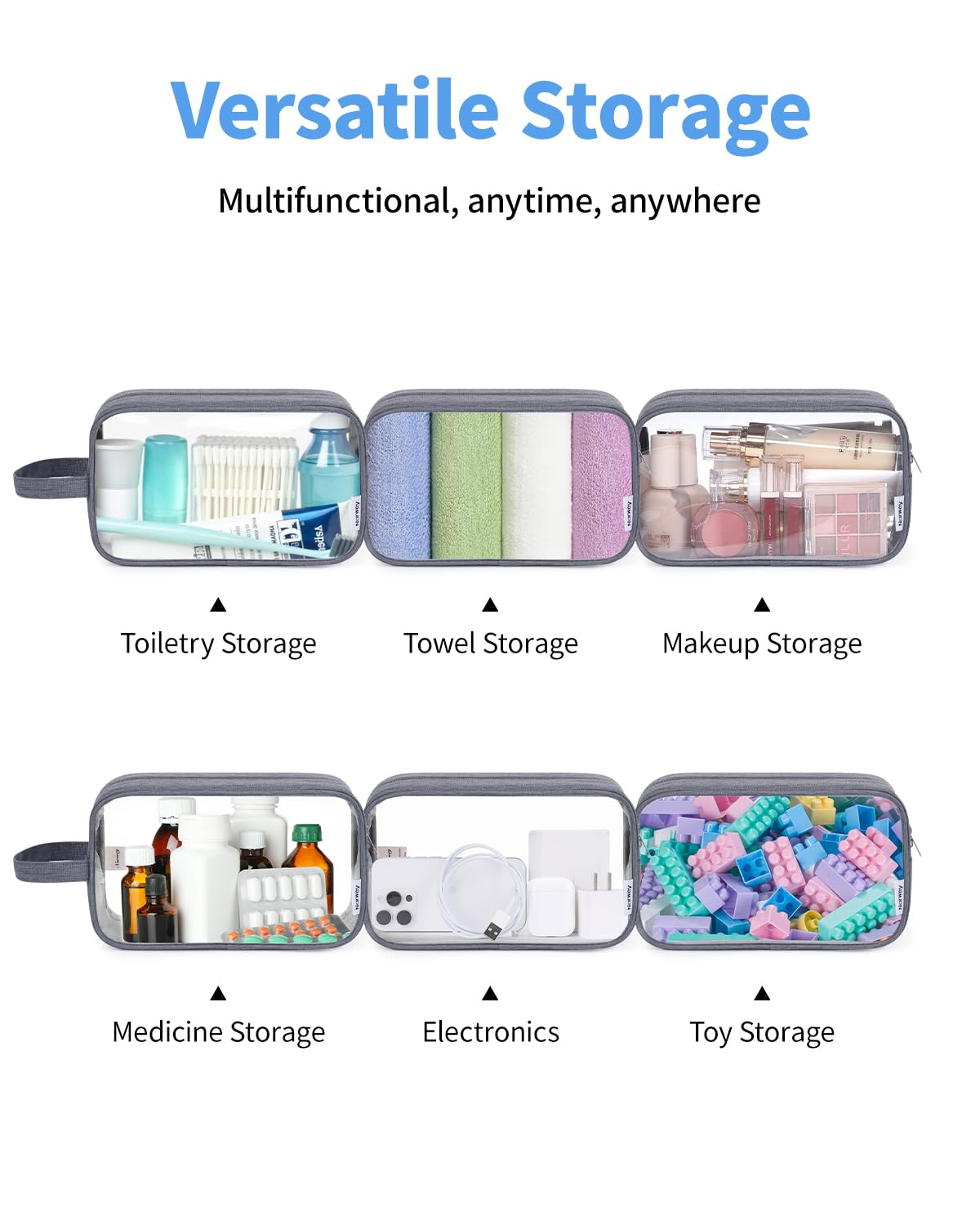 Narwey Clear Travel Toiletry Bag packed for travel