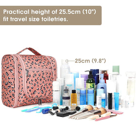 Narwey Hanging Cheetah Toiletry Bag packed flat for travel