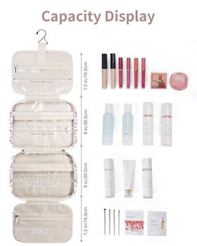 Narwey Hanging Floral Toiletry Bag hanging on a towel rack