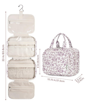 Narwey Hanging Floral Toiletry Bag showing metal hook