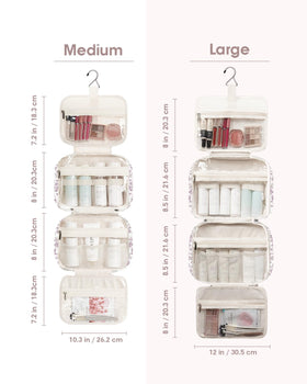 Narwey Hanging Floral Toiletry Bag with travel-size toiletries inside