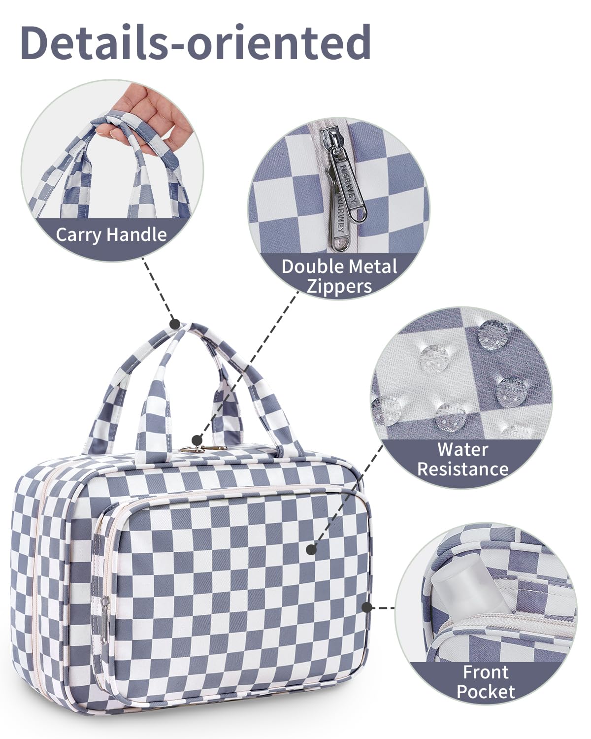 Narwey Hanging Toiletry Bag compact design with zippers