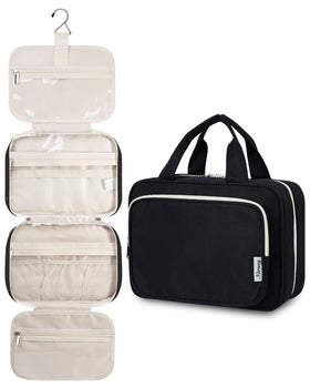 Narwey Hanging Toiletry Bag front view in black
