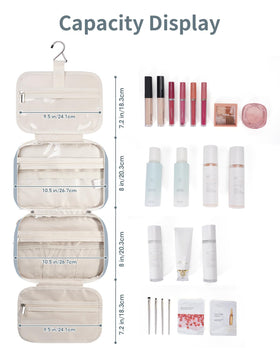 Narwey Hanging Toiletry Bag greyish blue hanging from a towel rack