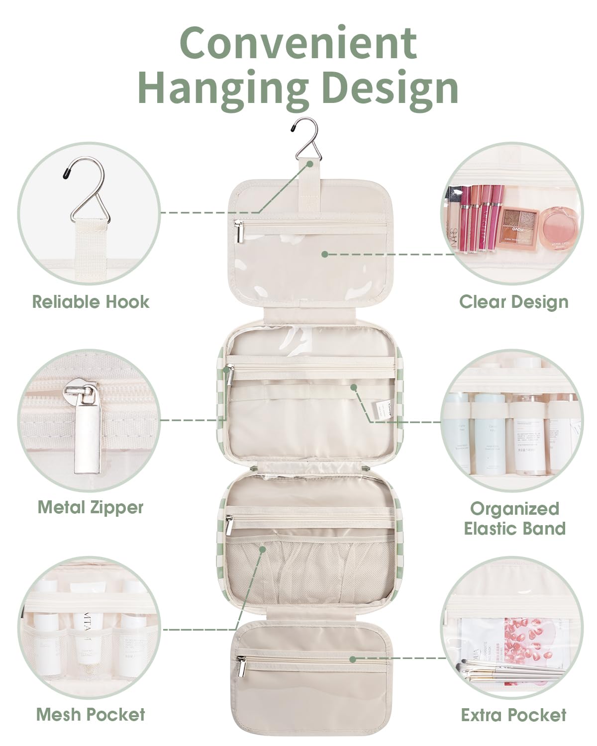 Narwey Hanging Toiletry Bag hanging from a hook
