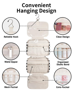 Narwey Hanging Toiletry Bag hanging from a towel rack