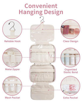 Narwey Hanging Toiletry Bag hanging from a towel rack
