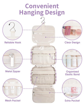 Narwey Hanging Toiletry Bag hanging from a towel rack