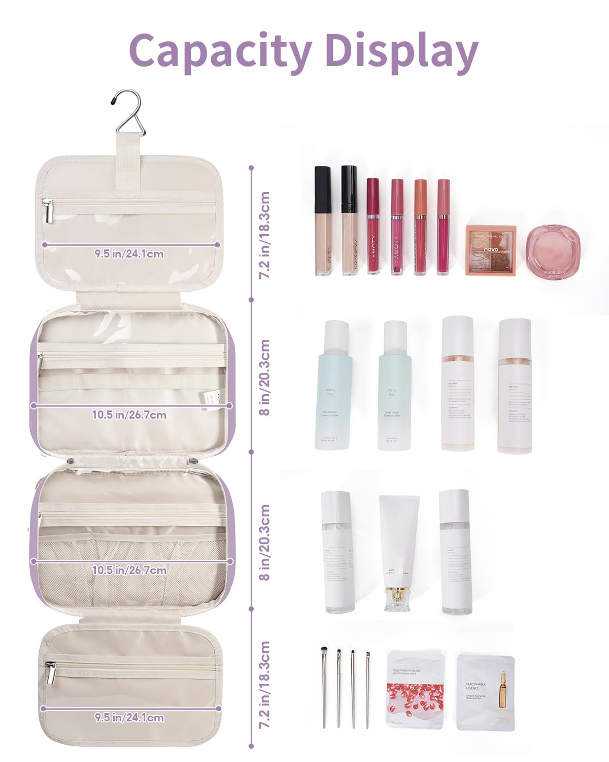 Narwey Hanging Toiletry Bag hanging from a towel rack