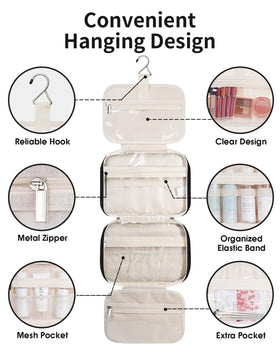 Narwey Hanging Toiletry Bag hanging on a towel rack