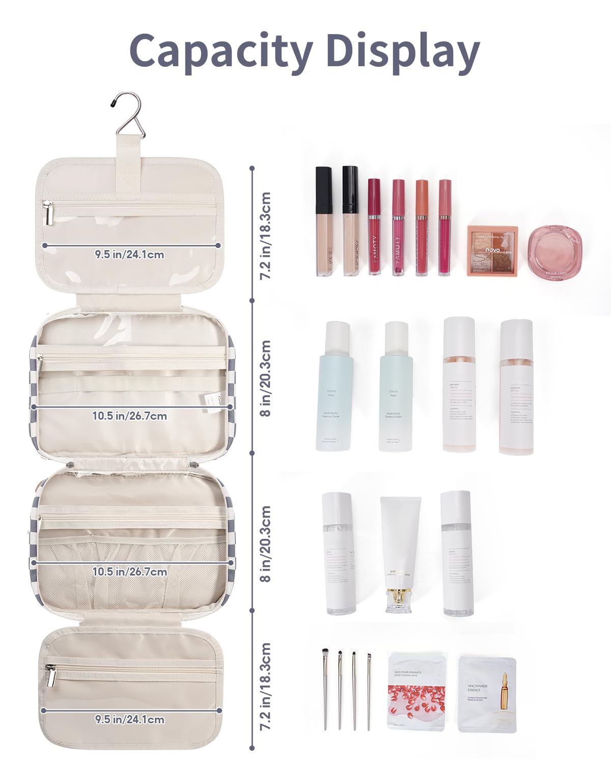 Narwey Hanging Toiletry Bag hung on a towel rack