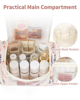 Narwey Hanging Toiletry Bag Large Beige Bird hanging from a hook
