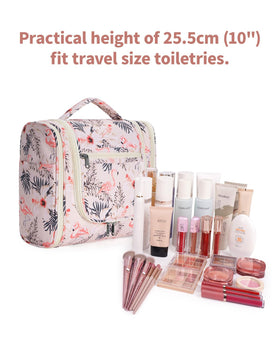 Narwey Hanging Toiletry Bag Large Beige Bird side view