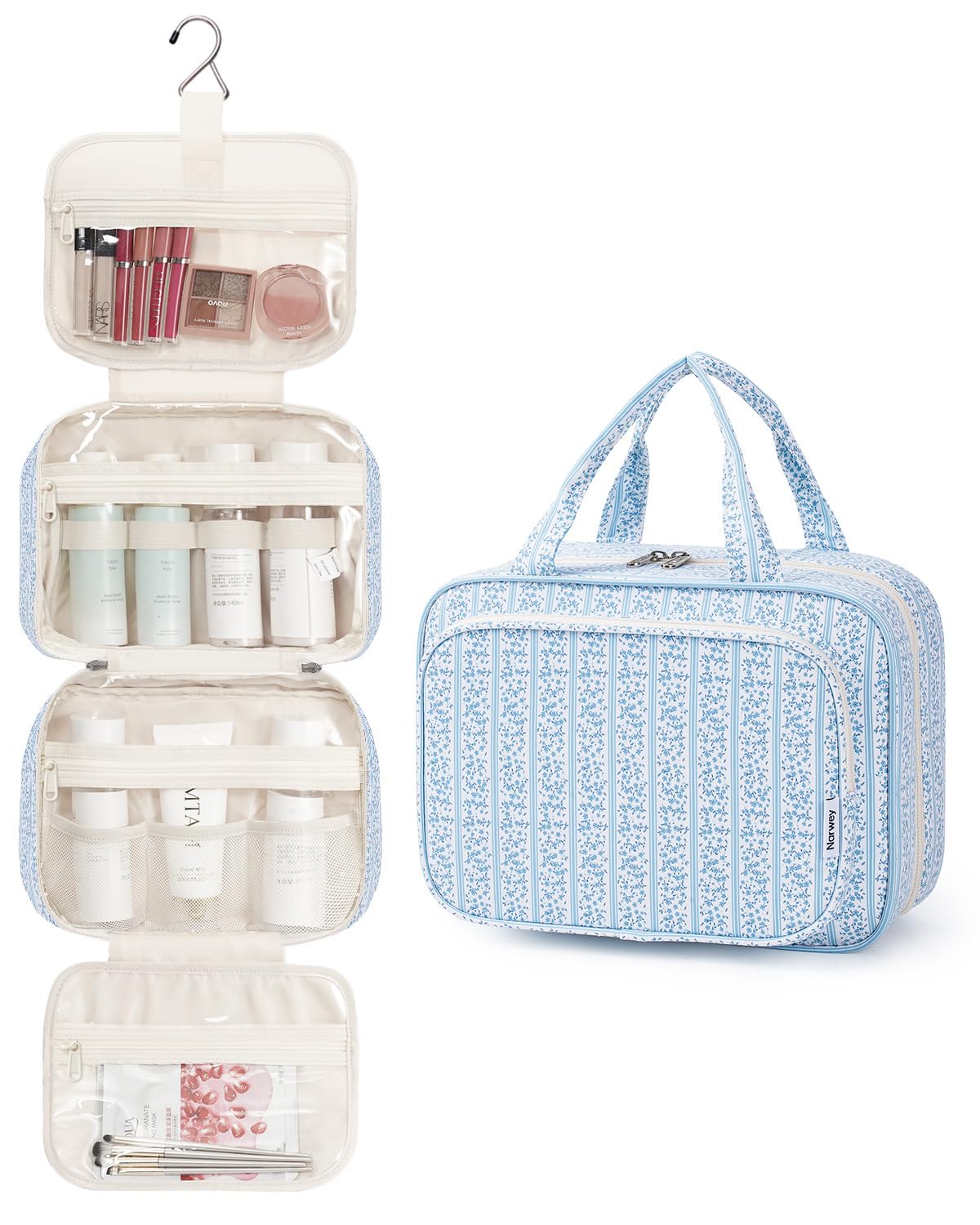 Narwey Hanging Toiletry Bag Medium showing multiple compartments