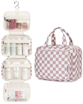 Narwey Hanging Toiletry Bag open showing multiple compartments