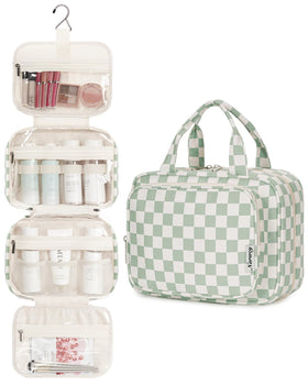 Narwey Hanging Toiletry Bag open showing multiple compartments