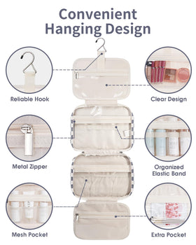Narwey Hanging Toiletry Bag opened with toiletries inside