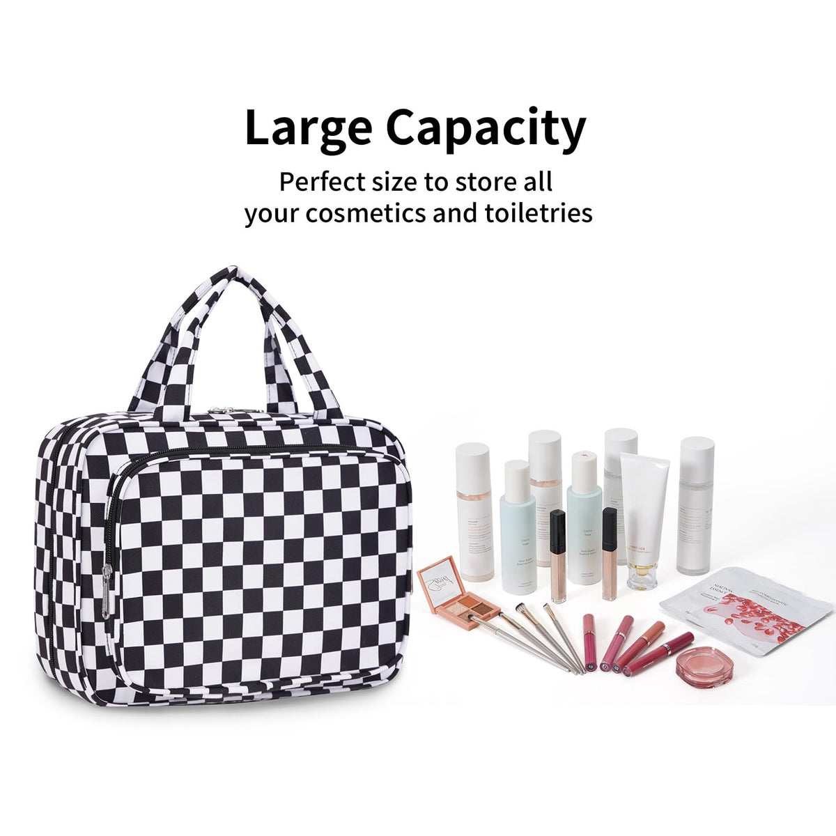 Narwey Hanging Toiletry Bag packed with travel-size toiletries